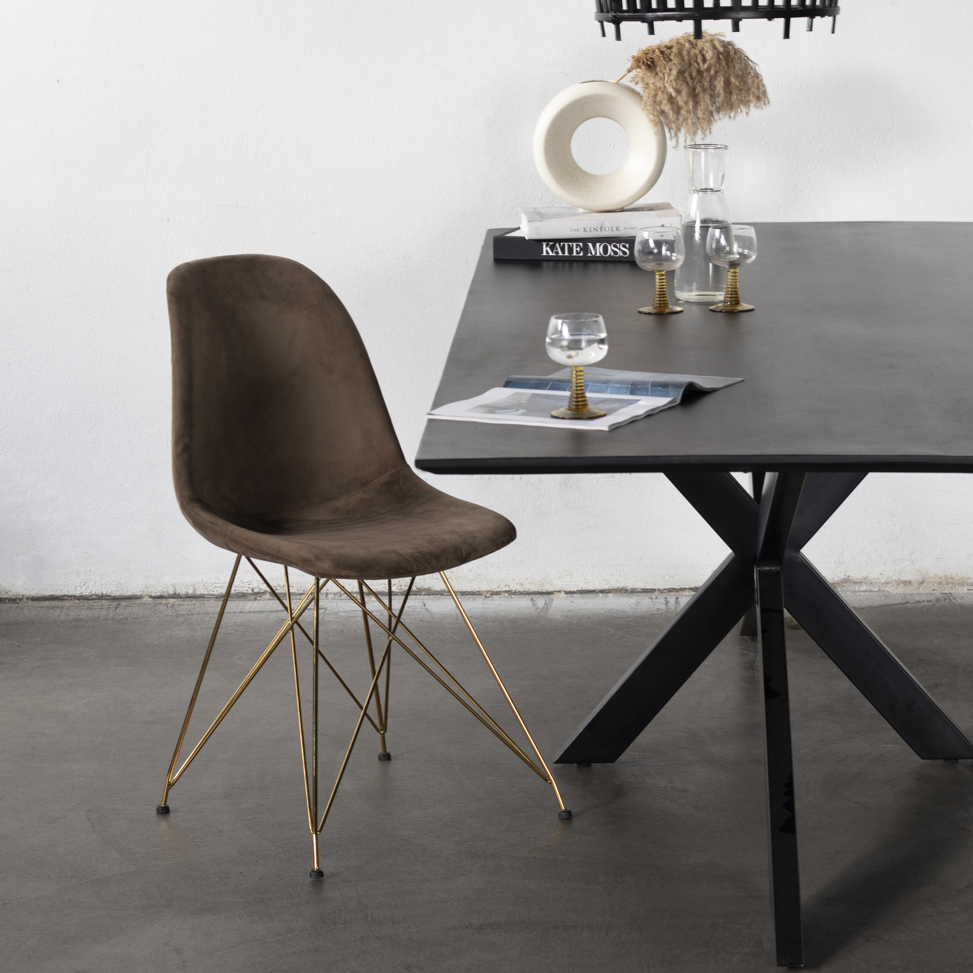 Stoel Jamie Luxe Velvet Champagne (set van 2) - Giga Meubel