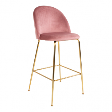 House Nordic Barstoel Lausanne Velvet Roze Brass