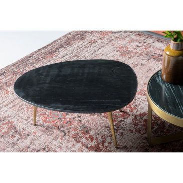 Salontafel Organic Marble Black Gold 70cm - Giga Meubel