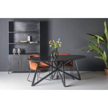Eetkamertafel DT- Marmer Ovaal Web Zwart 200cm - Giga Meubel