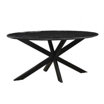 Eettafel Marmer Ovaal Spinpoot Zwart 180cm - Giga Meubel