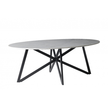 Eetkamertafel DT- Marmer Ovaal Web Wit 200cm - Giga Meubel