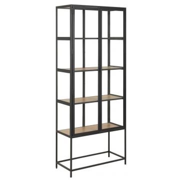 Vitrinekast Bronx Metal Zwart/Hout - Giga Living