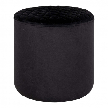 House Nordic Poef Ejby Velvet Zwart Ø34x36cm