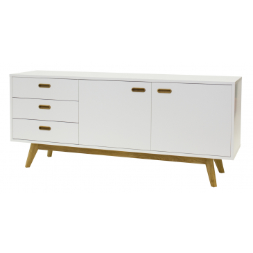 Tenzo Dressoir Bess 2-Deurs 3 Lades Wit/Eiken