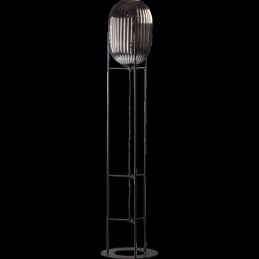 Vloerlamp Glamm Smoked Ribbelglas Zwart Ø30x176cm - Giga Meubel