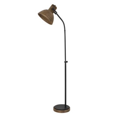 Light & Living Vloerlamp Imbert Donkerbruin/Mat Zwart 129cm
