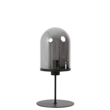 Light & Living Tafellamp Maverick Mat Zwart/Smoke Glas Ø22x50cm