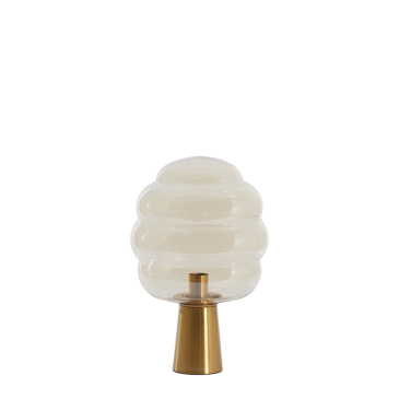 Light & Living Tafellamp Misty Glas Amber/Goud Ø30x46cm