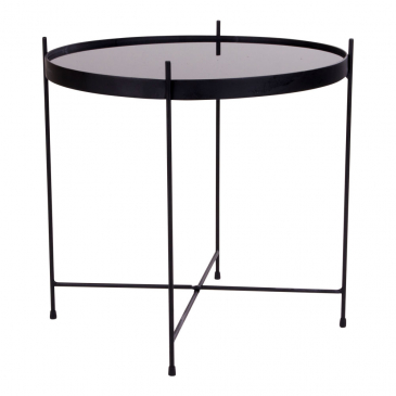 House Nordic Salontafel Venezia  Zwart met Glas Ø48cm