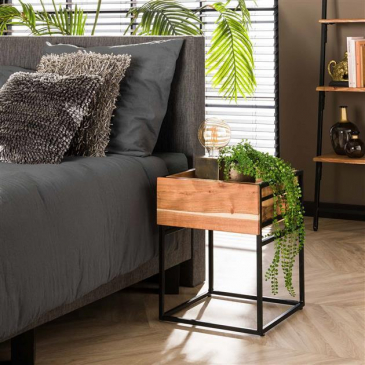 Nachtkastje 1L Tray Massief Acacia Naturel