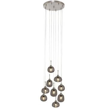 Steinhauer Bollique Cluster Hanglamp Staal Grijs Glas  9-lichts
