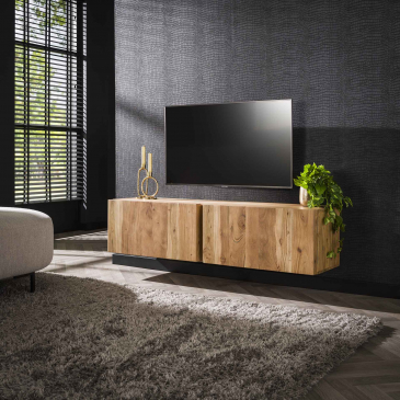 Zwevend Tv-meubel Block Acaciahout Naturel 150cm - Giga Meubel