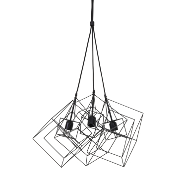Light & Living Hanglamp 3-Lichts Kubinka Mat Zwart 25x25x26cm