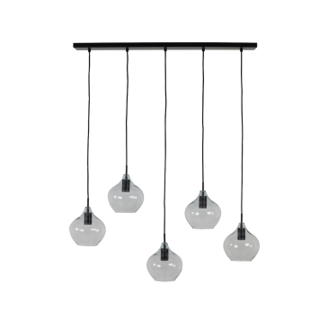 Light & Living Hanglamp 5-Lichts Rakel Zwart/Glas 104cm