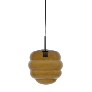 Light & Living Hanglamp Misty Glas Bruin/Mat Zwart Ø30cm
