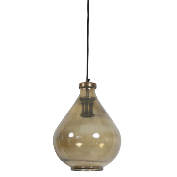 Light & Living Hanglamp Ilze Glas Bruin/Antiek Brons Ø25cm
