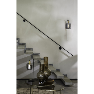 Light & Living Wandlamp Lekar Antiek Brons+Smoke Glas 32x57cm