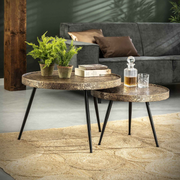 Salontafel Rond Metallic Set van 2 - Giga Meubel