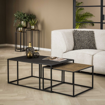 Salontafel Set van 2 Rechthoek Iron Metallic - Giga Meubel