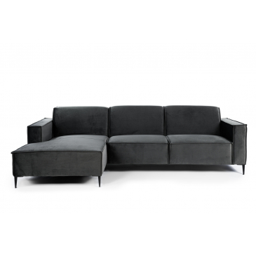 3-zits Hoekbank Links Fashion Velvet Donkergrijs - Giga Meubel