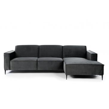 3-zits Hoekbank Rechts Fashion Velvet Donkergrijs - Giga Meubel