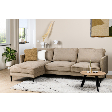3-zits Bank Links Wave Rib Taupe - Giga Meubel