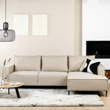 3-zits Bank Rechts Woven Latte - Giga Meubel