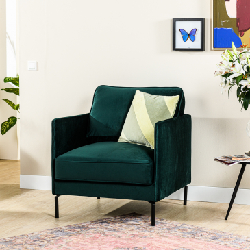1-Zits Fauteuil Santiago Fashion Velvet Groen - Giga Meubel