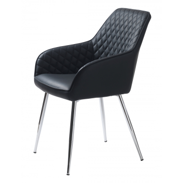 Eetkamerstoel Milton Met Armleuning Zwart Pu - Giga Living