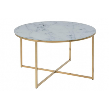 Salontafel Felien Glas Wit/Goud Ø80cm - Giga Living