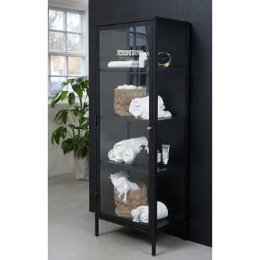 Vitrinekast Carmel Zwart H160 cm - Giga Living