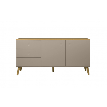 Tenzo Dressoir Dot 2-Deurs 3 Lades Taupe/Eiken