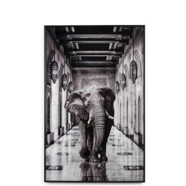 Coco Maison Schilderij Walking Elephant 90x140cm Grijs