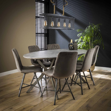 Eetkamertafel Betonlook Grijs Ovaal 200cm - Giga Meubel
