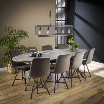 Eetkamertafel Betonlook Grijs Ovaal 240cm - Giga Meubel