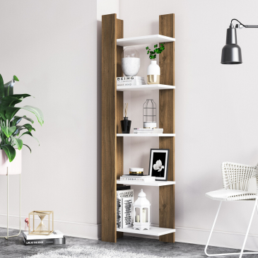 Boekenkast Reeta Melamine Walnoot Wit