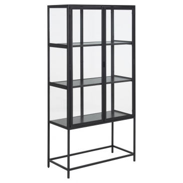 Vitrinekast Bronx Metal Zwart 150cm - Giga Living