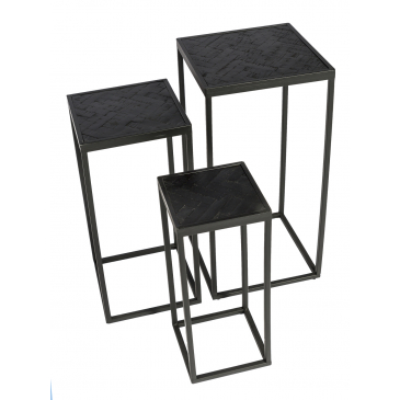 Bloemzuil Stack Zwart Set van 3 - Giga Meubel