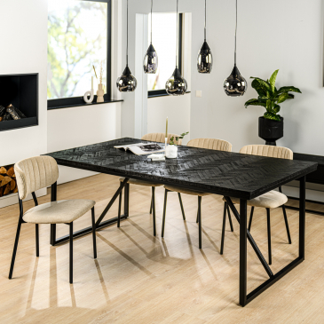 Eetkamertafel Amir 200x100 Zwart - Giga Meubel