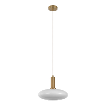 House Nordic Hanglamp Chelsea Wit Glas Rond Brass