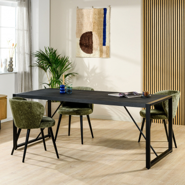 Eetkamertafel Aziz 200x90cm Zwart - Giga Meubel