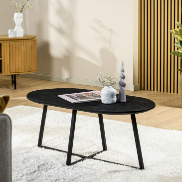 Salontafel Jane Ovaal 90x45cm Zwart - Giga Meubel
