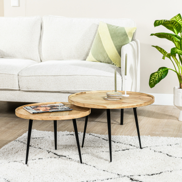 Salontafel Zion Set Van 2 Acacia Light - Giga Meubel