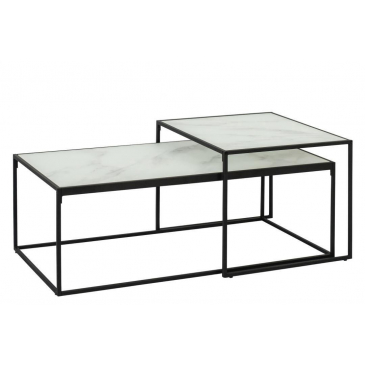 Salontafel Yde set Glas Wit 100cm - Giga Living