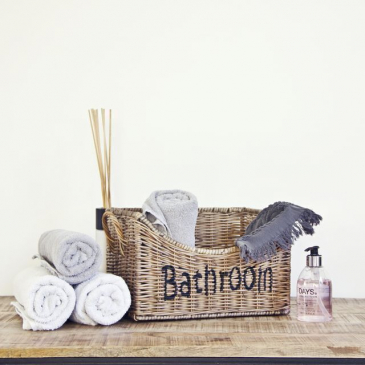 Rieten opbergmand 'Bathroom' - Groot