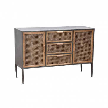 PTMD Kast Myah Natural Metal Rattan 2-Deurs 3 Laden