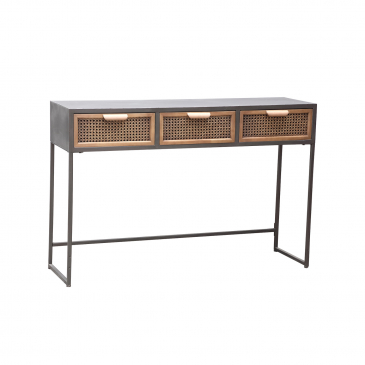 PTMD Sidetable Myah Natural Metal Rattan 3 Laden