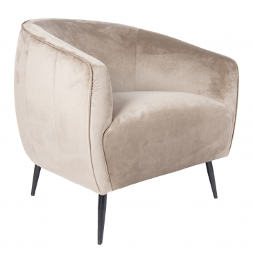 PTMD Fauteuil Vinn Velvet Sand Zwart