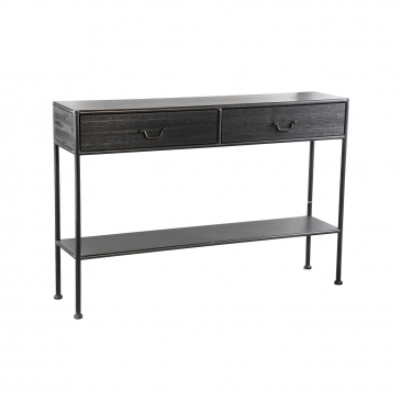 PTMD Sidetable Ray Zwart Houten Metal Frame 2 Laden